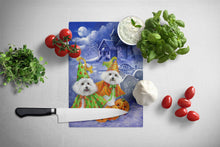 Load image into Gallery viewer, Bichon Frise Halloween Haunted House Glass Cutting Boards – Durable, Decorative Kitchen Art Large PPP3022LCB