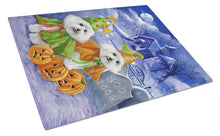 Load image into Gallery viewer, Bichon Frise Halloween Haunted House Glass Cutting Boards – Durable, Decorative Kitchen Art Large PPP3022LCB