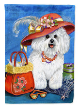 Load image into Gallery viewer, Bichon Frise Mademoiselle Flag Canvas House Size PPP3023CHF
