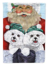 Load image into Gallery viewer, Bichon Frise Santa Christmas Flag Canvas House Size PPP3024CHF