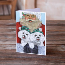 Load image into Gallery viewer, Bichon Frise Santa Christmas Greeting Cards -  Blank Note Cards – 8-Pack of Artist-Designed Cards with Envelopes