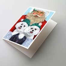 Load image into Gallery viewer, Bichon Frise Santa Christmas Greeting Cards -  Blank Note Cards – 8-Pack of Artist-Designed Cards with Envelopes