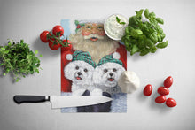 Load image into Gallery viewer, Bichon Frise Santa Christmas Glass Cutting Boards – Durable, Decorative Kitchen Art Large PPP3024LCB