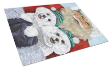 Load image into Gallery viewer, Bichon Frise Santa Christmas Glass Cutting Boards – Durable, Decorative Kitchen Art Large PPP3024LCB