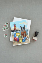 Load image into Gallery viewer, Boston Terrier Beach Baby Greeting Cards -  Blank Note Cards – 8-Pack of Artist-Designed Cards with Envelopes