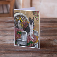 Load image into Gallery viewer, Boston Terrier Patio Gems Greeting Cards -  Blank Note Cards – 8-Pack of Artist-Designed Cards with Envelopes