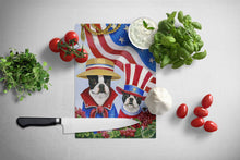 Load image into Gallery viewer, Boston Terrier USA Glass Cutting Boards – Durable, Decorative Kitchen Art Large PPP3038LCB
