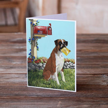 Load image into Gallery viewer, Boxer Got Mail Greeting Cards -  Blank Note Cards – 8-Pack of Artist-Designed Cards with Envelopes