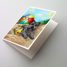Load image into Gallery viewer, Cairn Terrier At the Beach Greeting Cards -  Blank Note Cards – 8-Pack of Artist-Designed Cards with Envelopes