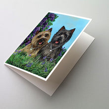 Load image into Gallery viewer, Cairn Terrier Donation Greeting Cards -  Blank Note Cards – 8-Pack of Artist-Designed Cards with Envelopes