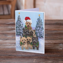 Load image into Gallery viewer, Cairn Terrier Christmas Family Tree Greeting Cards -  Blank Note Cards – 8-Pack of Artist-Designed Cards with Envelopes