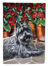 Load image into Gallery viewer, Cairn Terrier Geraniums Flag Canvas House Size PPP3052CHF
