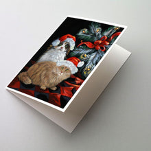 Load image into Gallery viewer, Cat Kitty Glitter Christmas Greeting Cards -  Blank Note Cards – 8-Pack of Artist-Designed Cards with Envelopes