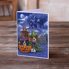 Load image into Gallery viewer, Cavalier Spaniel Halloween House Greeting Cards -  Blank Note Cards – 8-Pack of Artist-Designed Cards with Envelopes