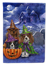 Load image into Gallery viewer, Cavalier Spaniel Halloween House Garden Flag – Decorative Outdoor Yard Flag PPP3064GF