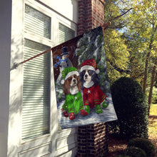 Load image into Gallery viewer, Cavalier Spaniel Snowman Christmas Flag Canvas House Size PPP3067CHF