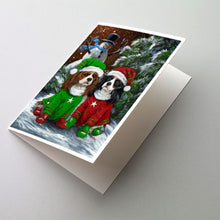 Load image into Gallery viewer, Cavalier Spaniel Snowman Christmas Greeting Cards -  Blank Note Cards – 8-Pack of Artist-Designed Cards with Envelopes