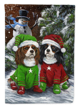 Load image into Gallery viewer, Cavalier Spaniel Snowman Christmas Garden Flag – Decorative Outdoor Yard Flag PPP3067GF