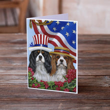 Load image into Gallery viewer, Cavalier Spaniel USA Greeting Cards -  Blank Note Cards – 8-Pack of Artist-Designed Cards with Envelopes