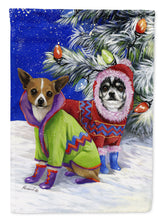 Load image into Gallery viewer, Chihuahua Christmas Snowflakes Flag Canvas House Size PPP3071CHF