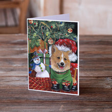 Load image into Gallery viewer, Corgi Under my Christmas Tree Greeting Cards -  Blank Note Cards – 8-Pack of Artist-Designed Cards with Envelopes