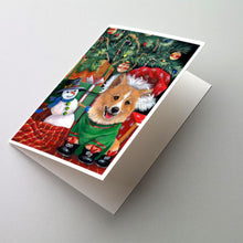 Load image into Gallery viewer, Corgi Under my Christmas Tree Greeting Cards -  Blank Note Cards – 8-Pack of Artist-Designed Cards with Envelopes