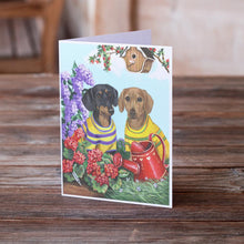 Load image into Gallery viewer, Dachshund Blooms Greeting Cards -  Blank Note Cards – 8-Pack of Artist-Designed Cards with Envelopes
