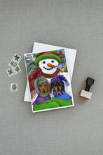 Load image into Gallery viewer, Dachshund Christmas Frosty and Company Greeting Cards -  Blank Note Cards – 8-Pack of Artist-Designed Cards with Envelopes