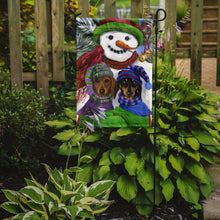 Load image into Gallery viewer, Dachshund Christmas Frosty and Company Garden Flag – Decorative Outdoor Yard Flag PPP3081GF