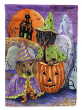 Load image into Gallery viewer, Dachshund Halloween Haunted House Garden Flag – Decorative Outdoor Yard Flag PPP3082GF
