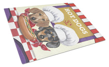 Load image into Gallery viewer, Dachshund Hot Dog Stand Glass Cutting Boards – Durable, Decorative Kitchen Art Large PPP3083LCB