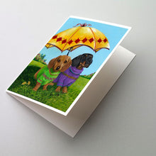 Load image into Gallery viewer, Dachshund Hot Doggies Greeting Cards -  Blank Note Cards – 8-Pack of Artist-Designed Cards with Envelopes
