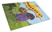 Load image into Gallery viewer, Dachshund Hot Doggies Glass Cutting Boards – Durable, Decorative Kitchen Art Large PPP3084LCB