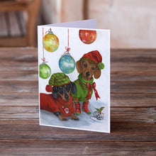 Load image into Gallery viewer, Dachshund Christmas Jingle Greeting Cards -  Blank Note Cards – 8-Pack of Artist-Designed Cards with Envelopes
