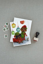 Load image into Gallery viewer, Dachshund Christmas Jingle Greeting Cards -  Blank Note Cards – 8-Pack of Artist-Designed Cards with Envelopes