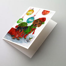 Load image into Gallery viewer, Dachshund Christmas Jingle Greeting Cards -  Blank Note Cards – 8-Pack of Artist-Designed Cards with Envelopes