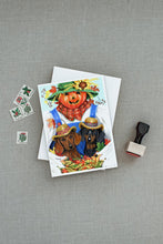 Load image into Gallery viewer, Dachshund Fall Scarecrow Greeting Cards -  Blank Note Cards – 8-Pack of Artist-Designed Cards with Envelopes