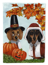 Load image into Gallery viewer, Dachshund Thanksgiving Pilgrims Garden Flag – Decorative Outdoor Yard Flag PPP3087GF