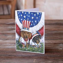 Load image into Gallery viewer, Dachshund USA Greeting Cards -  Blank Note Cards – 8-Pack of Artist-Designed Cards with Envelopes