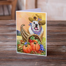 Load image into Gallery viewer, English Bulldog Autumn Greeting Cards -  Blank Note Cards – 8-Pack of Artist-Designed Cards with Envelopes