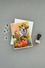 Load image into Gallery viewer, English Bulldog Autumn Greeting Cards -  Blank Note Cards – 8-Pack of Artist-Designed Cards with Envelopes