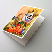Load image into Gallery viewer, English Bulldog Autumn Greeting Cards -  Blank Note Cards – 8-Pack of Artist-Designed Cards with Envelopes