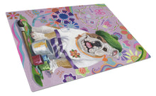 Load image into Gallery viewer, English Bulldog Flower Power Glass Cutting Boards – Durable, Decorative Kitchen Art Large PPP3091LCB