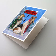 Load image into Gallery viewer, Fox Terrier Christmas We Believe Greeting Cards -  Blank Note Cards – 8-Pack of Artist-Designed Cards with Envelopes