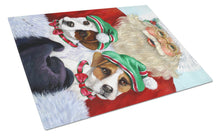 Load image into Gallery viewer, Jack Russell Christmas Santa Glass Cutting Boards – Durable, Decorative Kitchen Art Large PPP3108LCB