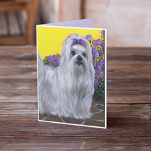 Load image into Gallery viewer, Maltese Patio Princess Greeting Cards -  Blank Note Cards – 8-Pack of Artist-Designed Cards with Envelopes