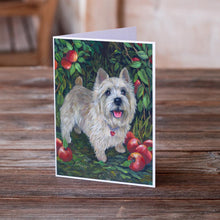 Load image into Gallery viewer, Norwich Terrier Apple Grove Greeting Cards -  Blank Note Cards – 8-Pack of Artist-Designed Cards with Envelopes