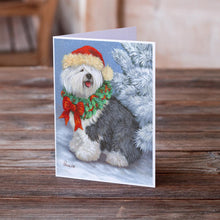 Load image into Gallery viewer, Old English Sheepdog Christmas Greeting Cards -  Blank Note Cards – 8-Pack of Artist-Designed Cards with Envelopes