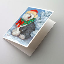 Load image into Gallery viewer, Old English Sheepdog Christmas Greeting Cards -  Blank Note Cards – 8-Pack of Artist-Designed Cards with Envelopes