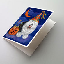 Load image into Gallery viewer, Old English Sheepdog Halloween Greeting Cards -  Blank Note Cards – 8-Pack of Artist-Designed Cards with Envelopes